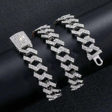 Rhombus Prong Cuban Chain Crystal Necklace for Women