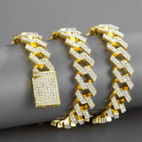 Rhombus Prong Cuban Chain Crystal Necklace for Women