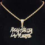 Men Women Hip Hop Letter Pendant Necklace 4mm Tennis Chain Iced Out Bling