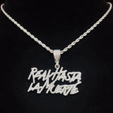Men Women Hip Hop Letter Pendant Necklace 4mm Tennis Chain Iced Out Bling