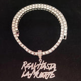 Men Women Hip Hop Letter Pendant Necklace 4mm Tennis Chain Iced Out Bling