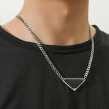 Vintage Punk Triangle Letter Pendant Necklace Stainless Steel Hip Hop Jewelry