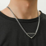 Vintage Punk Triangle Letter Pendant Necklace Stainless Steel Hip Hop Jewelry