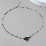 Vintage Punk Triangle Letter Pendant Necklace Stainless Steel Hip Hop Jewelry