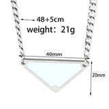 Vintage Punk Triangle Letter Pendant Necklace Stainless Steel Hip Hop Jewelry