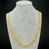 13MM AAA Rhinestone Miami Cuban Link Chain Necklace Hip Hop Silver Jewelry