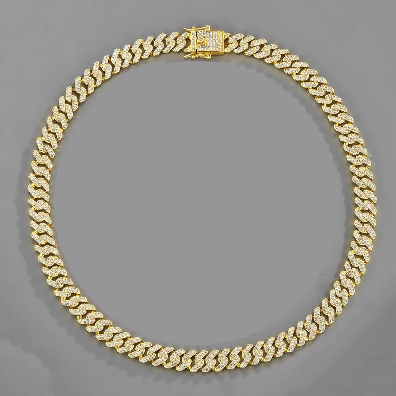12mm Hip Hop Iced Out Cuban Chain Necklace Rhinestone Choker Men Women Jewelry