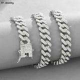 12mm Hip Hop Iced Out Cuban Chain Necklace Rhinestone Choker Men Women Jewelry