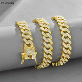 12mm Hip Hop Iced Out Cuban Chain Necklace Rhinestone Choker Men Women Jewelry