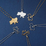 Ukraine Map Pendant Necklace Silver Choker Stainless Steel Jewelry Sets