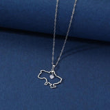 Ukraine Map Pendant Necklace Silver Choker Stainless Steel Jewelry Sets