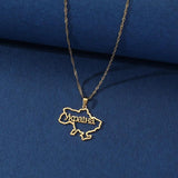 Ukraine Map Pendant Necklace Silver Choker Stainless Steel Jewelry Sets