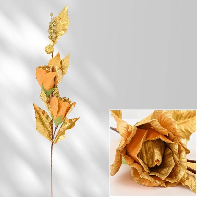 2 Heads Artificial Rose Flower Branch DIY Christmas Tree Accessories