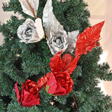 2 Heads Artificial Rose Flower Branch DIY Christmas Tree Accessories
