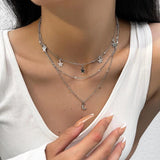 Fashionable Multilayer Chain Star Charm Necklace For Women