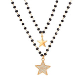 Double Stars Pendant Necklaces For Women Crystal Beads Layered Chain Necklace