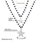 Double Stars Pendant Necklaces For Women Crystal Beads Layered Chain Necklace