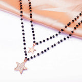 Double Stars Pendant Necklaces For Women Crystal Beads Layered Chain Necklace
