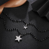 Double Stars Pendant Necklaces For Women Crystal Beads Layered Chain Necklace