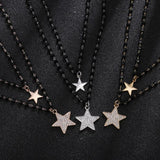 Double Stars Pendant Necklaces For Women Crystal Beads Layered Chain Necklace