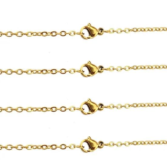 5x 2mm Stainless Steel Chains Necklace Rainbow/Silver Link Chain