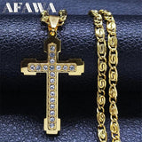 Christian Jesus Cross Pendant Necklace Stainless Steel Men Chain Jewelry