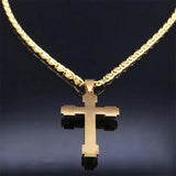 Christian Jesus Cross Pendant Necklace Stainless Steel Men Chain Jewelry