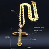 Christian Jesus Cross Pendant Necklace Stainless Steel Men Chain Jewelry