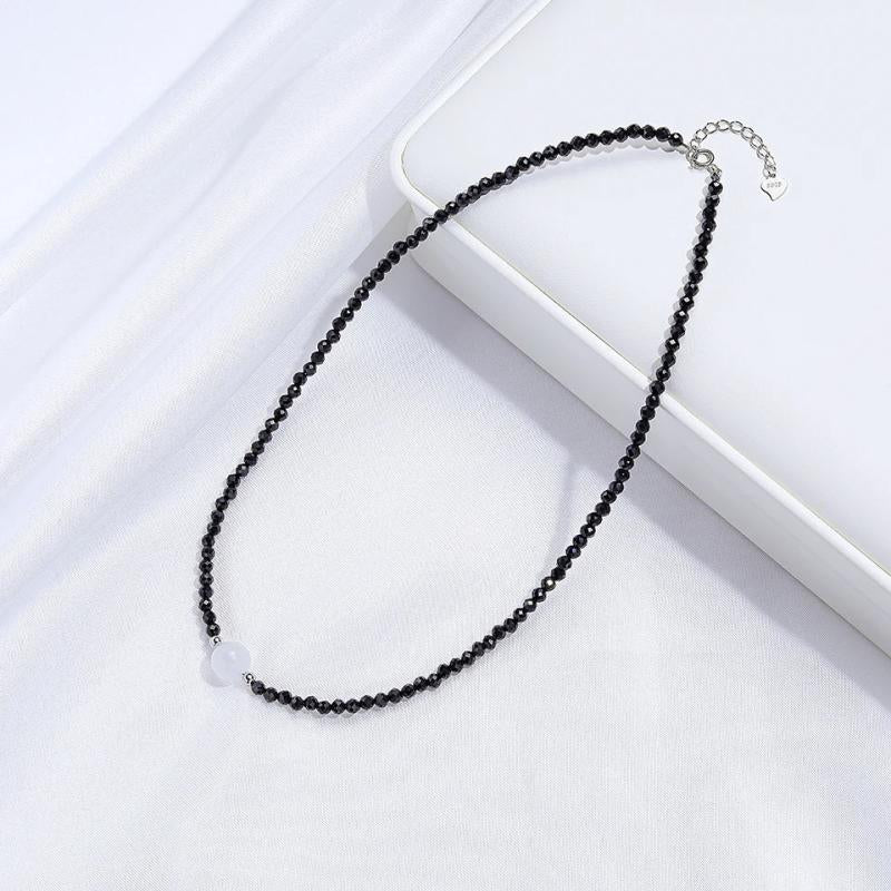 Moon Stone Necklace With Spinel Choker Handwork Jewelry