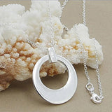 925 Silver Hollow Moon Pendant Necklace Chain Women Jewelry Gift