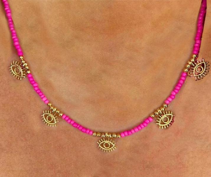 Rhinestone Evil Eye Pendant Choker Necklace Crystal Jewelry