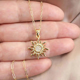 Vintage Sun Stone Pendant Retro Necklace Jewelry
