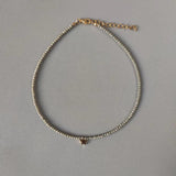 Crystal Beaded Choker Gold Star Pendant Charm Necklace