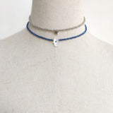 Crystal Beaded Choker Gold Star Pendant Charm Necklace