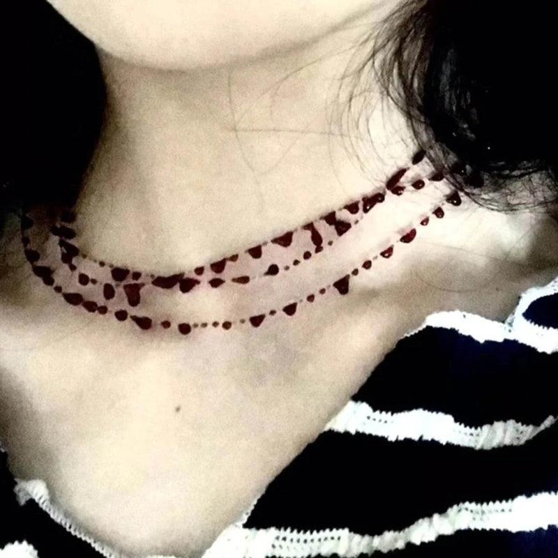 Vintage Dripping Blood Necklace Red Blood Drop Chain Hip Hop Punk Jewelry