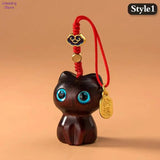Wooden Cat Keychain Anime Phone Chain Personality Creative Accessories