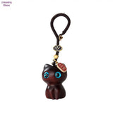 Wooden Cat Keychain Anime Phone Chain Personality Creative Accessories