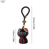 Wooden Cat Keychain Anime Phone Chain Personality Creative Accessories
