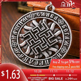 Buddhist Rune Pattern Round Pendant Necklace Men's Necklace