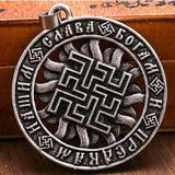 Buddhist Rune Pattern Round Pendant Necklace Men's Necklace