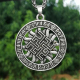 Buddhist Rune Pattern Round Pendant Necklace Men's Necklace