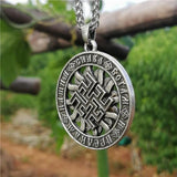 Buddhist Rune Pattern Round Pendant Necklace Men's Necklace