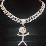 Hip Hop Stickman Middle Finger Pendant Necklace