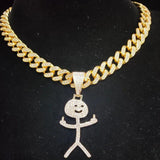 Hip Hop Stickman Middle Finger Pendant Necklace