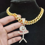 Hip Hop Stickman Middle Finger Pendant Necklace