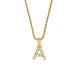 Stainless Steel PVD Waterproof Crystal Letter Pendant Necklace