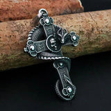 Gothic Skull Cross Pendant Necklace Stainless Steel