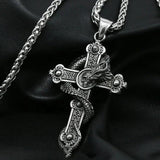 Gothic Skull Cross Pendant Necklace Stainless Steel