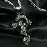 Gothic Skull Cross Pendant Necklace Stainless Steel