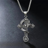 Gothic Skull Cross Pendant Necklace Stainless Steel